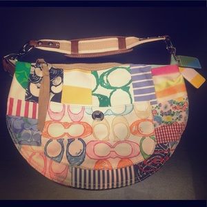 Coach Signature Multicolored Patchwork Hobo Bag